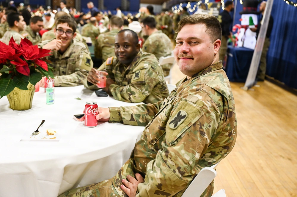 Louisiana National Guardsmen at holiday celebration in D.C. Armory.