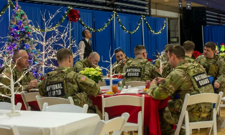 National Guard members at a holiday luncheon in the D.C. Armory.