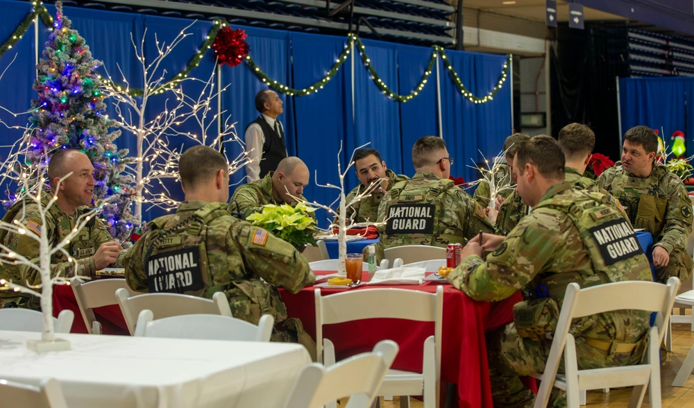National Guard members at a holiday luncheon in the D.C. Armory.