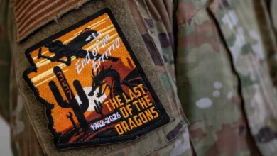 Air Force A-10 patch: "End of an errrrra" and "The Last of the Dragons 1942-2026