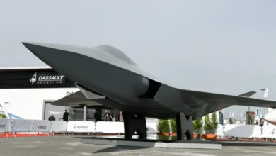 Dassault Aviation's FCAS fighter jet prototype on display. Future Combat Air System.