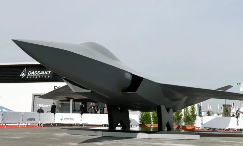Dassault Aviation's FCAS fighter jet prototype on display. Future Combat Air System.