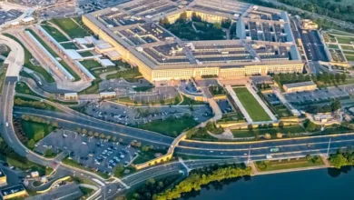 Aerial view of The Pentagon, headquarters of the US Department of Defense.