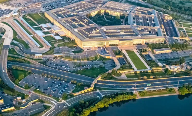 Aerial view of The Pentagon, headquarters of the US Department of Defense.