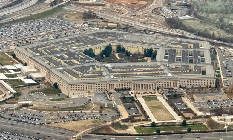 Aerial view of the Pentagon building, headquarters of the U.S. Department of Defense.
