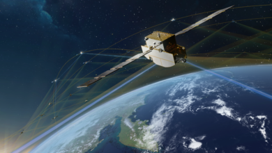 Missile tracking satellite orbiting Earth. SDA awarded contracts for this next phase.