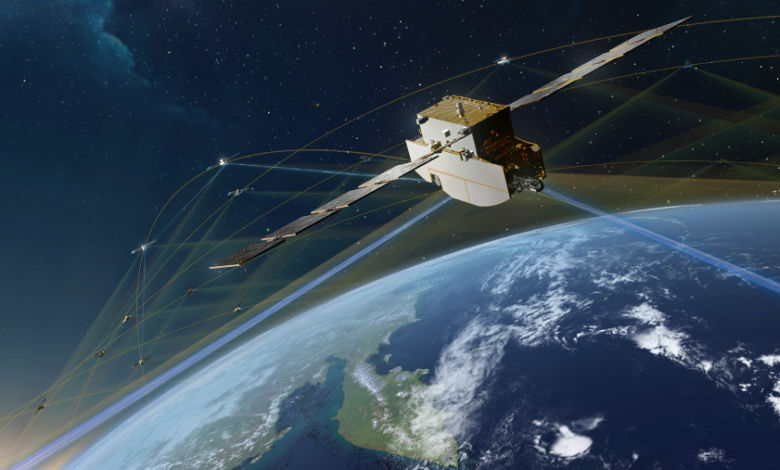 Missile tracking satellite orbiting Earth. SDA awarded contracts for this next phase.