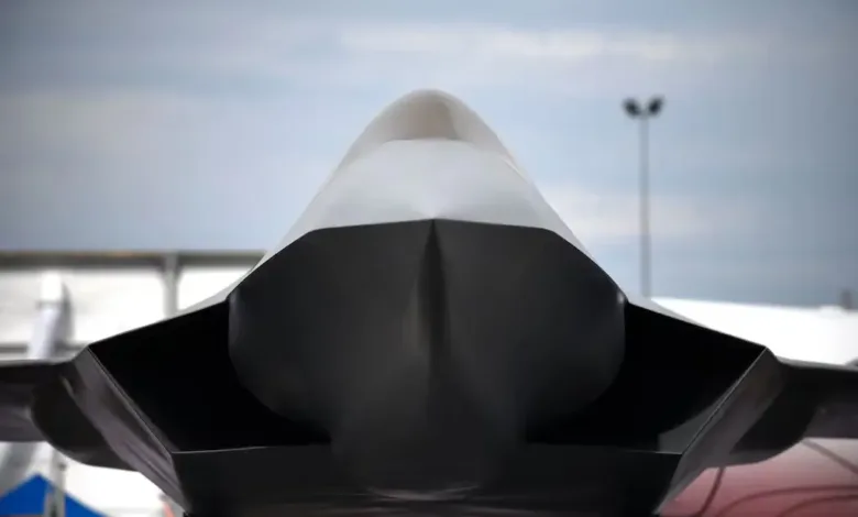 FCAS fighter jet prototype, showcasing its stealth design features and advanced aerodynamics.