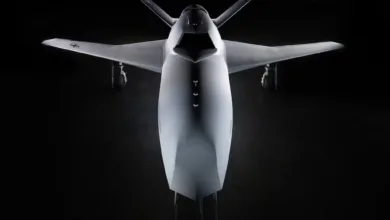 Boeing X-37B Orbital Test Vehicle, unmanned spaceplane on display.