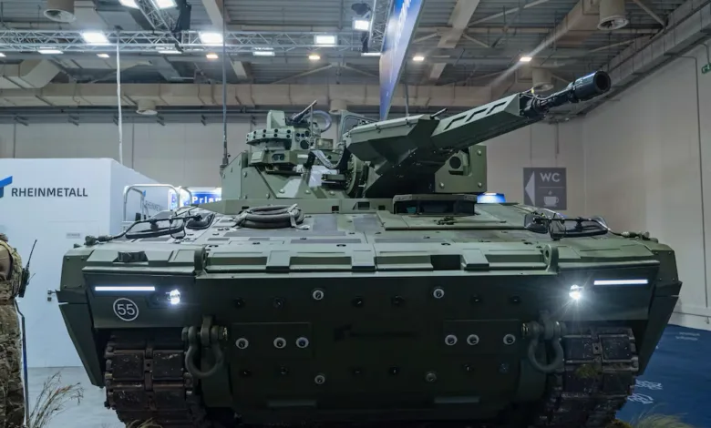 Rheinmetall Lynx KF41 Infantry Fighting Vehicle front view at defense expo.