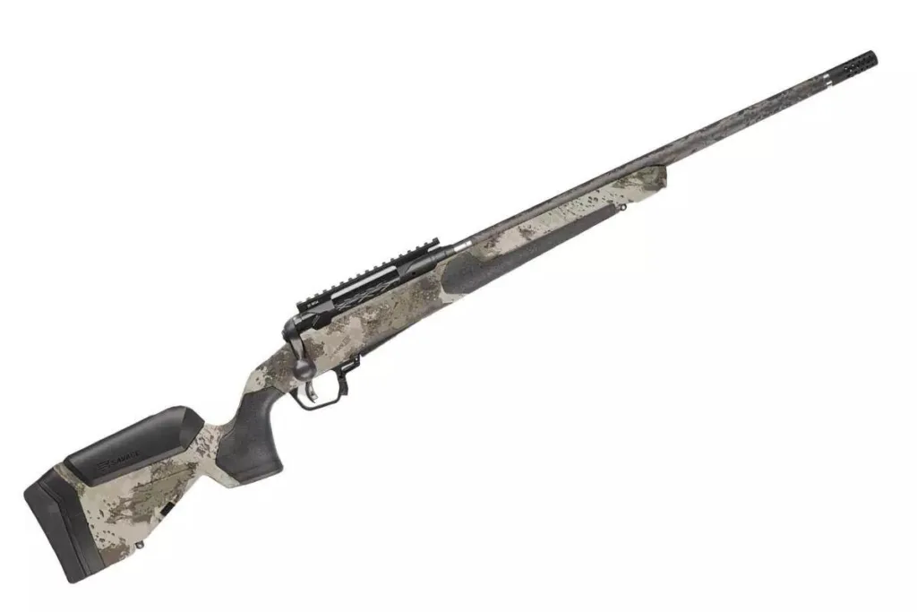Savage Arms 110 Ultralite rifle with camo stock and fluted barrel.