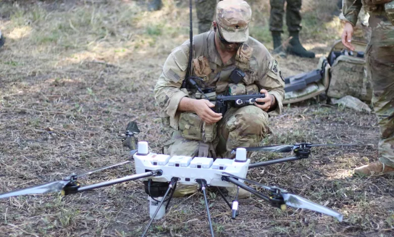 US Army soldier operates a drone during Balikatan exercise in the Philippines.